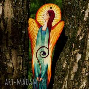 handmade dekoracje anioł turkusowy - dekoracja ścienna