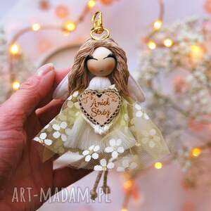 Prezent Makramowy breloczek Anioł Stróż biały | Aniołek brelok