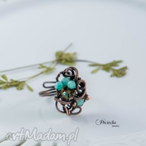 mary - pierścionek steampunkowy z jadeitem