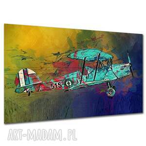 Obraz na ścianę z dwupłatowcem - loftowy plakat 120x80