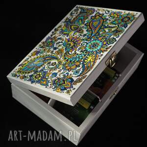 Prezent Skrzyneczka na herbatę szkatułka organizer PAISLEY