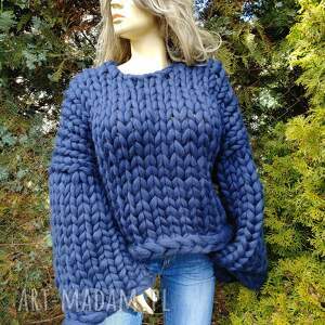 swetry krótki sweter oversize z wełny merino