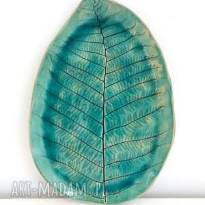 ręcznie robione ceramika owalny dekoracyjny talerz liść