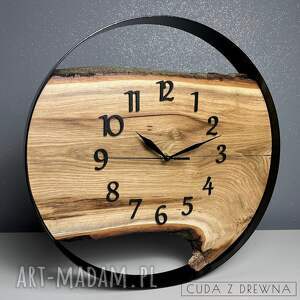 handmade zegary zegar ścienny drewniany | średnica 40 cm | stalowa obręcz | 100%