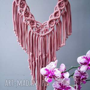 hand-made dekoracje makrama ścienna różowa duża rosalia - winter