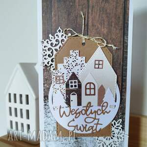 kartka świąteczna, śnieg, scrapbooking, gwiazdka, rodzina