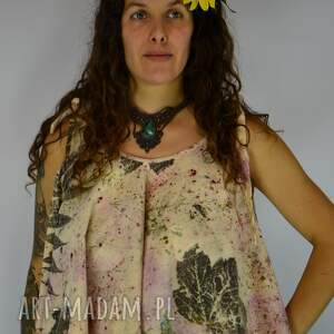 Barwiona roślinami ręcznie robiona Dzika Bluzka Malinowa Polana