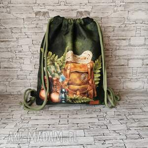 hand made plecak worek workoplecak torba sakiewka - zielony