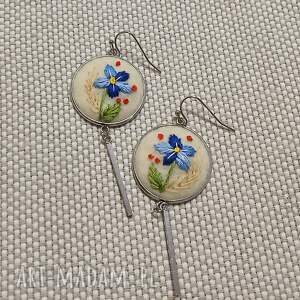 ręcznie haftowane kolczyki dla laury stal szlachetna, niebanalnie, boho