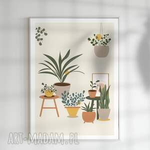 plakat happy plants, z roślinami, dla fanów roślin, pomysł na prezent
