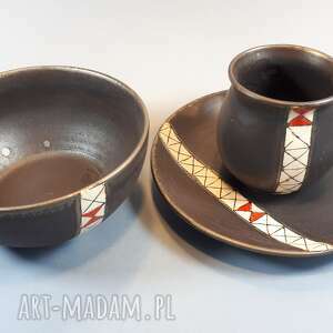 handmade ceramika komplet śniadaniowy dla jednej osoby