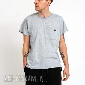 handmade koszulki t-shirt męski gładki z kieszonka "william" szary