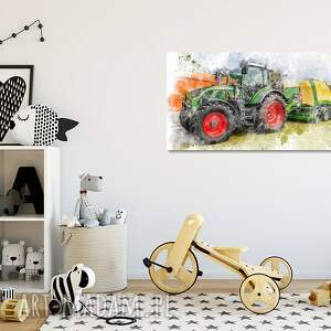 pokoik dziecka obraz traktor 5 - 60x30cm na płótnie ciągnik balociarka