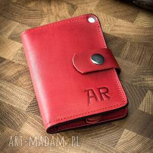 ręcznie zrobione skórzany ręcznie wykonany portfel w pięknym czerwonym kolorze