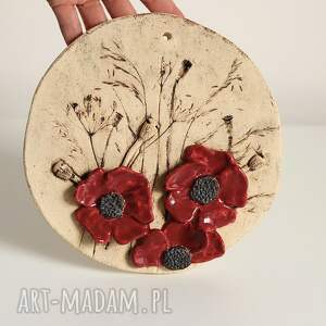 Ceramiczny dekor na ścianę z makami - okrągły obraz 3D z natury Ulep to Studio