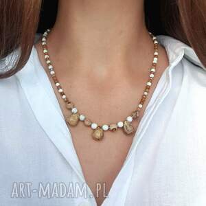 naszyjnik boho/safari z howlitem i jaspisem krajobrazowym, etno