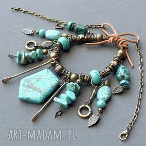 turkusowy naszyjnik w stylu boho unikat handmade dla fanki turkusów prezent