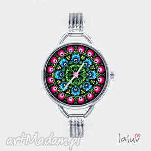 zegarek z grafiką folk, ludowe ludowy, etniczne, wycinanka, prezent