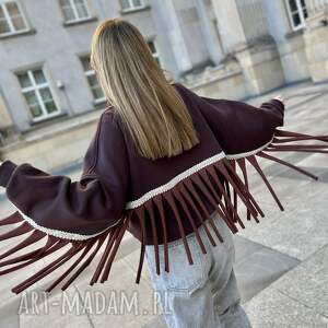 Hot Chocolate / bawełniana bluza z frędzlami, damska, frędzle