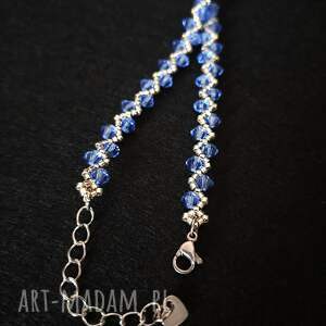 delikatna bransoletka sapphire clarity z koralików i kryształków błękit srebro