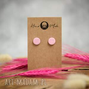 kolczyki dots - pudrowe różowe glinki polimerowej modeliny