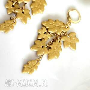 Prezent Kolczyki jesienne listki - bigle złote, jesieniara