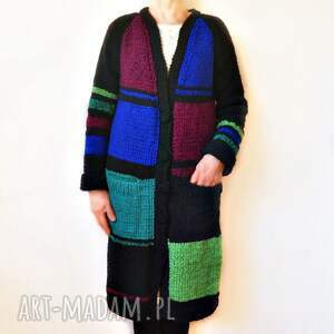 sweter płaszcz kardigan ręcznie robiony na drutach