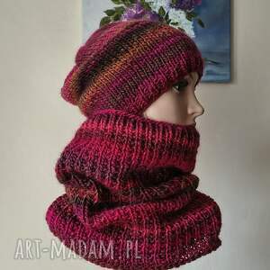 RĘCZNIE NA DRUTACH - Cranberry - miły, ciepły, otulający komplet