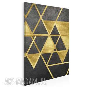 obraz na płótnie - trójkąty geometryczny złoto w pionie 50x70 cm 64103