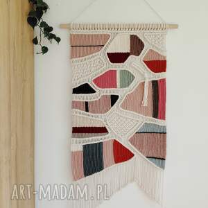 duża makrama z wełną gobelin, makatka, macraweave, styl boho