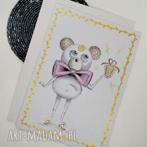 kartka okolicznościowa, urodzinowa z misiem