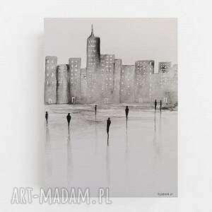 Akwarela Miasto 24/18 cm - oryginalny obraz Rembrandt, sygnowana
