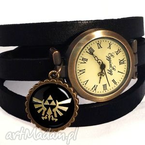ręcznie robione zegarki zelda hyrule - zegarek / bransoletka na skórzanym