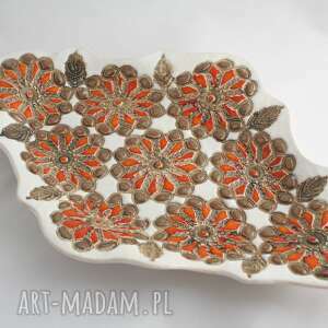 półmisek dekoracyjny ceramiczny duży złoto pomarańczowy, ceramika artystyczna