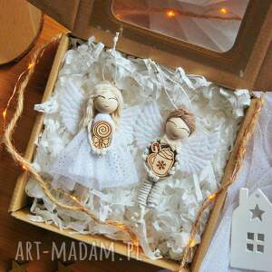 aniołki świąteczne - zestaw 2 szt makramowe na święta, aniołek