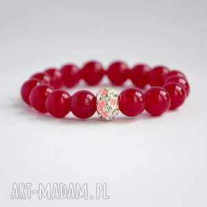 ręcznie robione bracelet by sis: cyrkonie w fuksjowym jadeicie