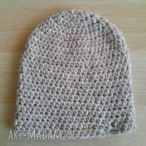 ciepła czapka z wełny i alpaki - naturalny melanż szydełku