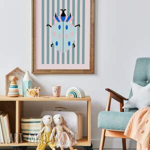 grafika charlie beetle niebieski plakat, obraz, dekoracja ścienna, owad