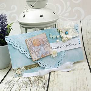 handmade scrapbooking kartki pamiątka chrztu św. Dla chłopca