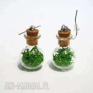 kolczyki fiolki - mech, okrągłe leśne niej prezent