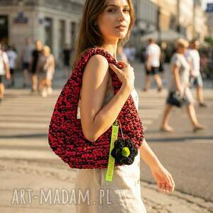 Szydełkowana eko torba TROPICA kwiaty biżuteria, torebka ze sznurka