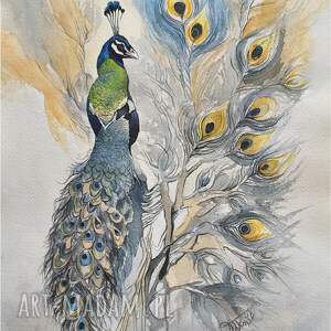 joannatkrol pawie zwierciadło, akwarela 24x32 cm abstrakcja, zwierzęta