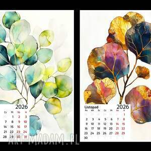 kalendarz 2026 pionowy listki 13x18 cm, planner, prezent