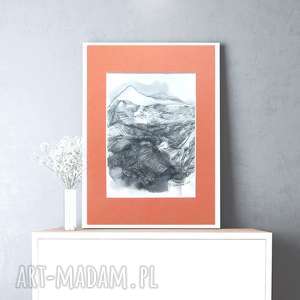 biało czarny rysunek z górami, góry obrazek, biało czarny obrazek, grafika górska