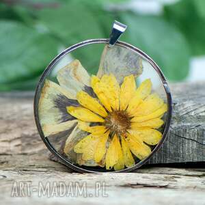 handmade naszyjniki naszyjnik z suszonymi kwiatami w cynowej oprawie z434