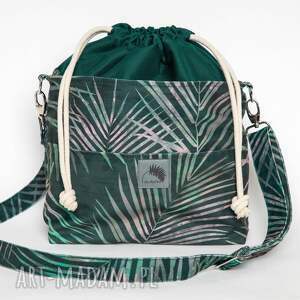 handmade torebki torebka listonoszka liście palmowe z kominem welur tapicerski