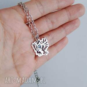 wisiorek orzeł z akwamarynem srebrny bez łańcuszka, zawieszka srebrna