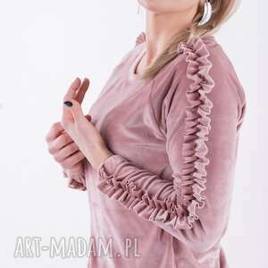 hand-made bluzki bluza welurowa różowa sweet