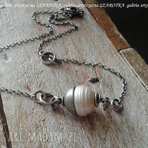 klasyka na surowo naszyjnik z naturalnej perły i srebra, perła naturalna