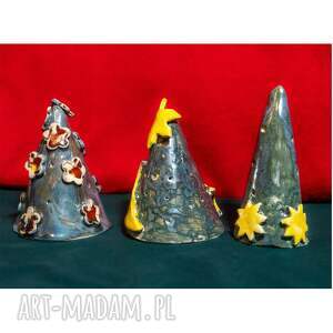 zestaw ręcznie robionych ceramicznych choinek - dekoracja dekoracje świąteczne